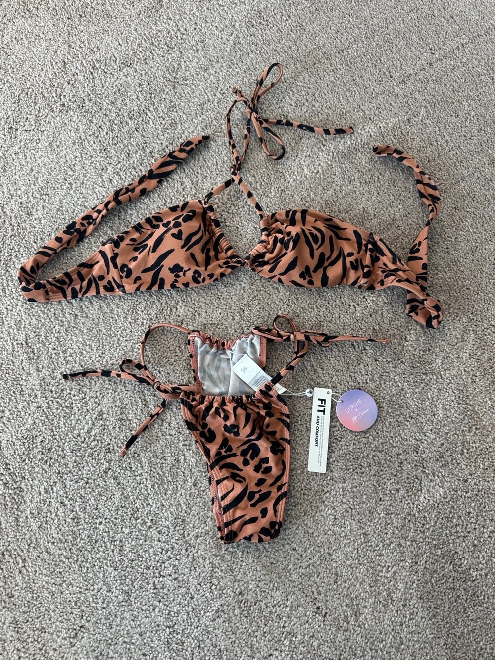 Cupshe | Love Struck 4-Way Top & Ultra Cheeky Bikini Set